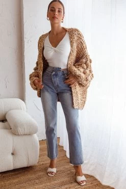 Moscow Chunky Knit Oversized Cardigan Oatmeal -Fashion women's clothing 26701B OATMEAL 6