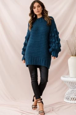 Moscow Chunky Knit Oversized Sweater Teal 8 Moscow Chunky Knit Oversized Sweater Teal -Fashion women's clothing 26701b01 teal 1