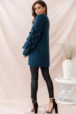 Moscow Chunky Knit Oversized Sweater Teal 9 Moscow Chunky Knit Oversized Sweater Teal -Fashion women's clothing 26701b01 teal 2