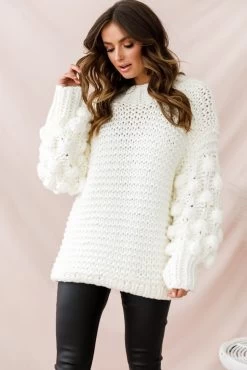 Moscow Chunky Knit Oversized Sweater White -Fashion women's clothing 26701b01 white 1