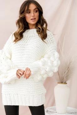 Moscow Chunky Knit Oversized Sweater White -Fashion women's clothing 26701b01 white 4