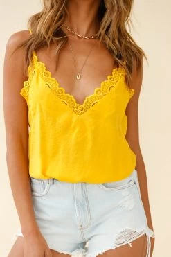 Brooklyn Lace Trim Camisole Bodysuit Mustard 10 Brooklyn Lace Trim Camisole Bodysuit Mustard -Fashion women's clothing 26752B MUSTARD 4