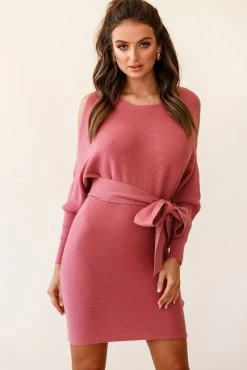 Sorry, Honey Cold Shoulder Knit Dress Rose -Fashion women's clothing 27099b rose 190812sl1340