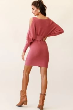 Sorry, Honey Cold Shoulder Knit Dress Rose -Fashion women's clothing 27099b rose 190812sl1347