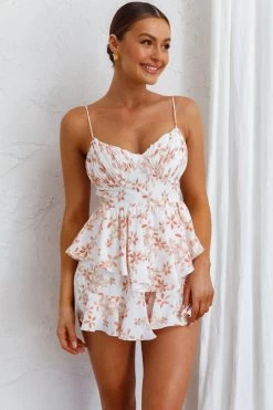 Good Morning Angel Molded Bust Flounce Hem Romper Floral Orange 9 Good Morning Angel Molded Bust Flounce Hem Romper Floral Orange -Fashion women's clothing 27218BC04 20ORANGE 4