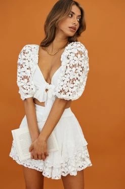 Star Crossed Lover Crochet Lace Layered Flounce Skirt White -Fashion women's clothing 27379d s white 4 55e2e676 d309 49e2 a50a 1520f691e9c6