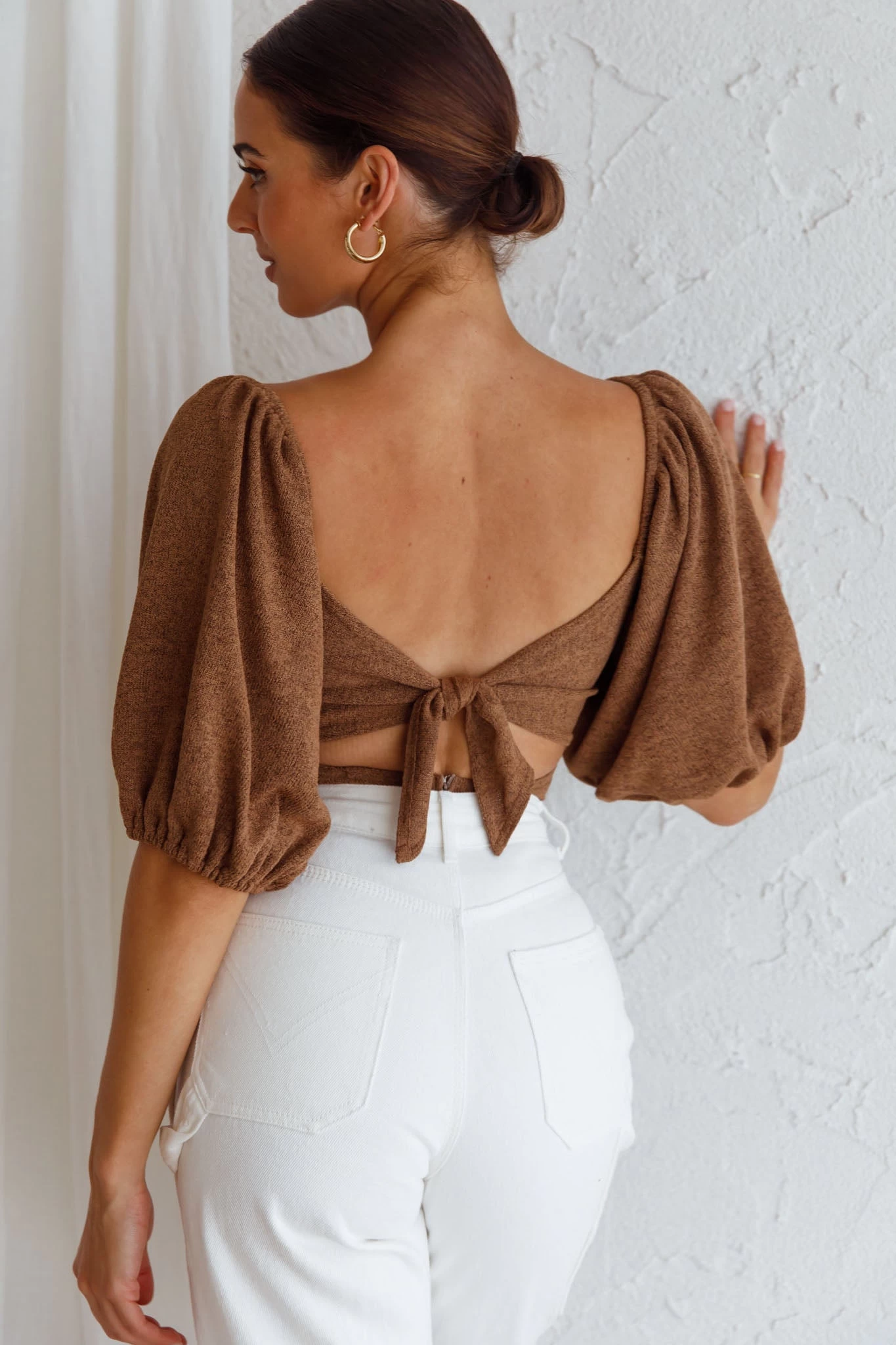 Maddi Tied Back Bodysuit Mocha 1 Maddi Tied Back Bodysuit Mocha
