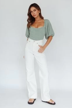 Maddi Tied Back Bodysuit Sage -Fashion women's clothing 27575B 20SAGE 2