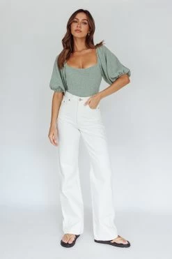 Maddi Tied Back Bodysuit Sage -Fashion women's clothing 27575B 20SAGE 5