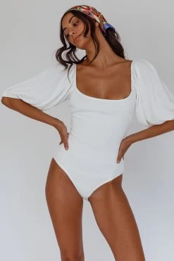 Maddi Tied Back Bodysuit White -Fashion women's clothing 27575B 20WHITE 7