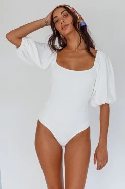 Maddi Tied Back Bodysuit White -Fashion women's clothing 27575B 20WHITE 8