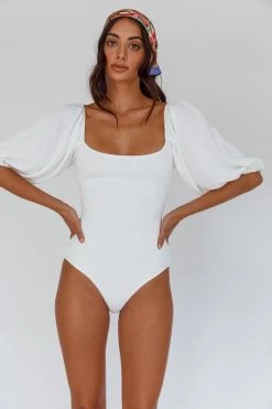 Maddi Tied Back Bodysuit White -Fashion women's clothing 27575B 20WHITE 9