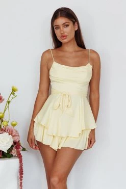 Well Versed Cowl Neck Flounce Romper Soft Yellow -Fashion women's clothing 27595D09 20YELLOW 4