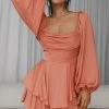 Well Versed Long Sleeve Flounce Romper Rose
