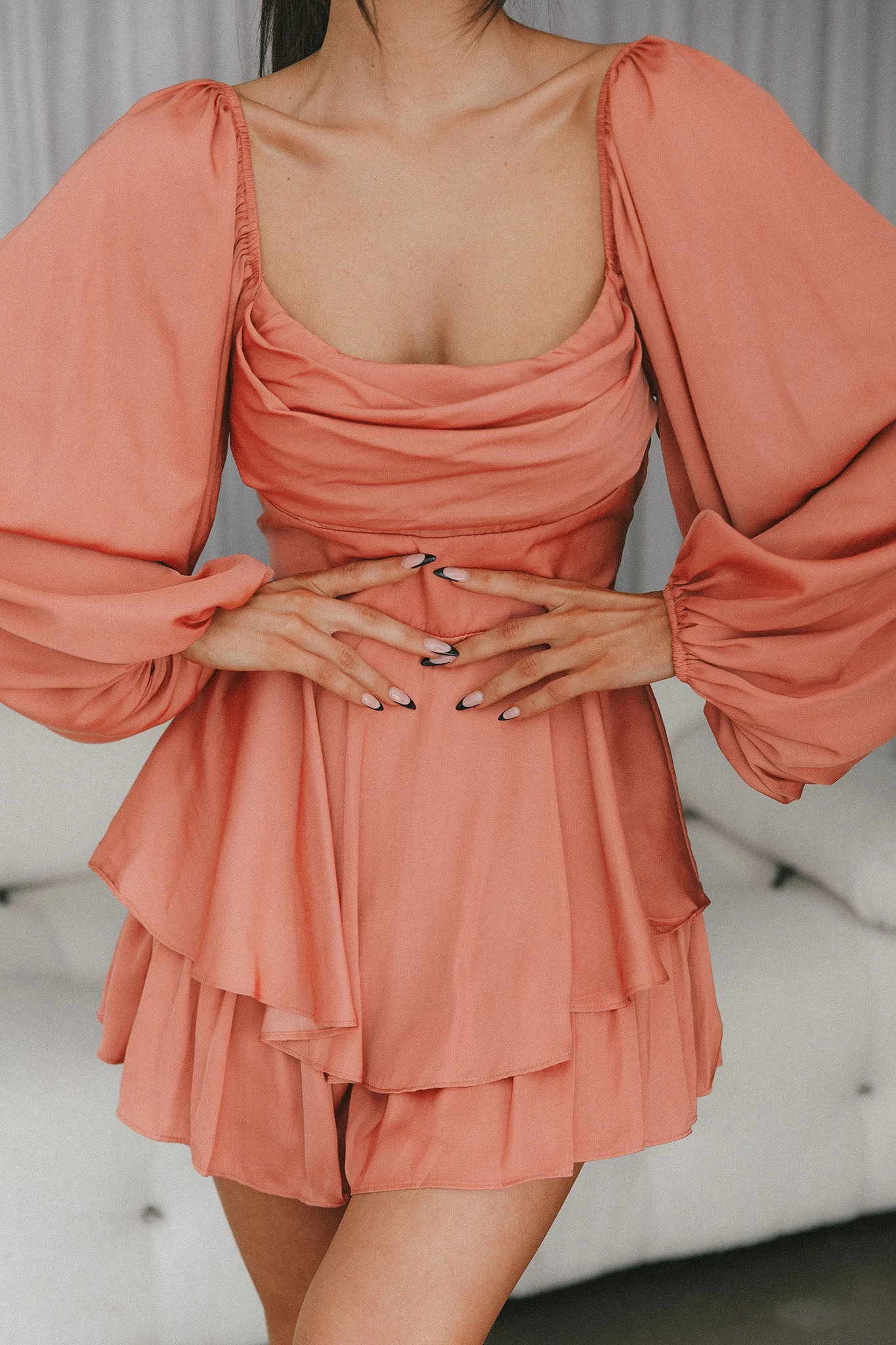 Well Versed Long Sleeve Flounce Romper Rose 5 Well Versed Long Sleeve Flounce Romper Rose - Image 5