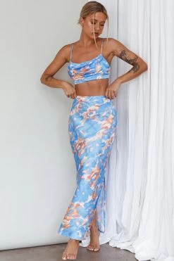 Well Versed Maxi Skirt Abstract Blue -Fashion women's clothing 27595DS51 S 20BLUE 5