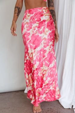 Well Versed Maxi Skirt Abstract Pink -Fashion women's clothing 27595DS51 S 20PINK 4