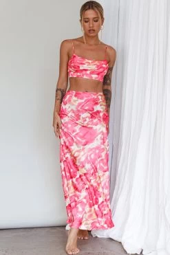 Well Versed Maxi Skirt Abstract Pink -Fashion women's clothing 27595DS51 S 20PINK 6