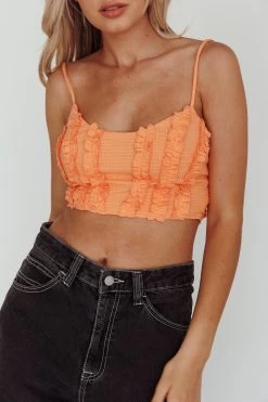 Penny Lane Frill Bust Crop Top Neon Orange -Fashion women's clothing 27656D 20NEON 20ORANGE 4