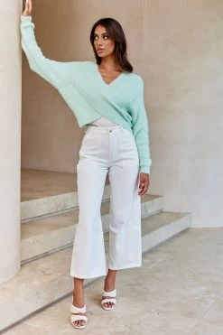 All My Love Long Sleeve Crossover Knit Sweater Soft Lime -Fashion women's clothing 27675D T SOFT LIME 5