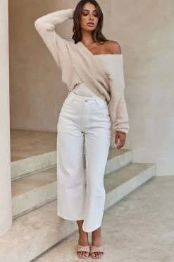 All My Love Long Sleeve Crossover Knit Sweater Stone -Fashion women's clothing 27675D T STONE 5