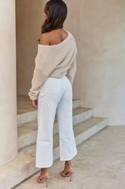 All My Love Long Sleeve Crossover Knit Sweater Stone -Fashion women's clothing 27675D T STONE 6