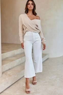 All My Love Long Sleeve Crossover Knit Sweater Stone -Fashion women's clothing 27675D T STONE 7