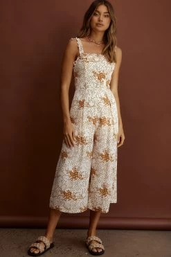 Magdalene Frill Strap Midi Jumpsuit Vintage Floral Tan 14 Magdalene Frill Strap Midi Jumpsuit Vintage Floral Tan -Fashion women's clothing 62232D11 20TAN 7