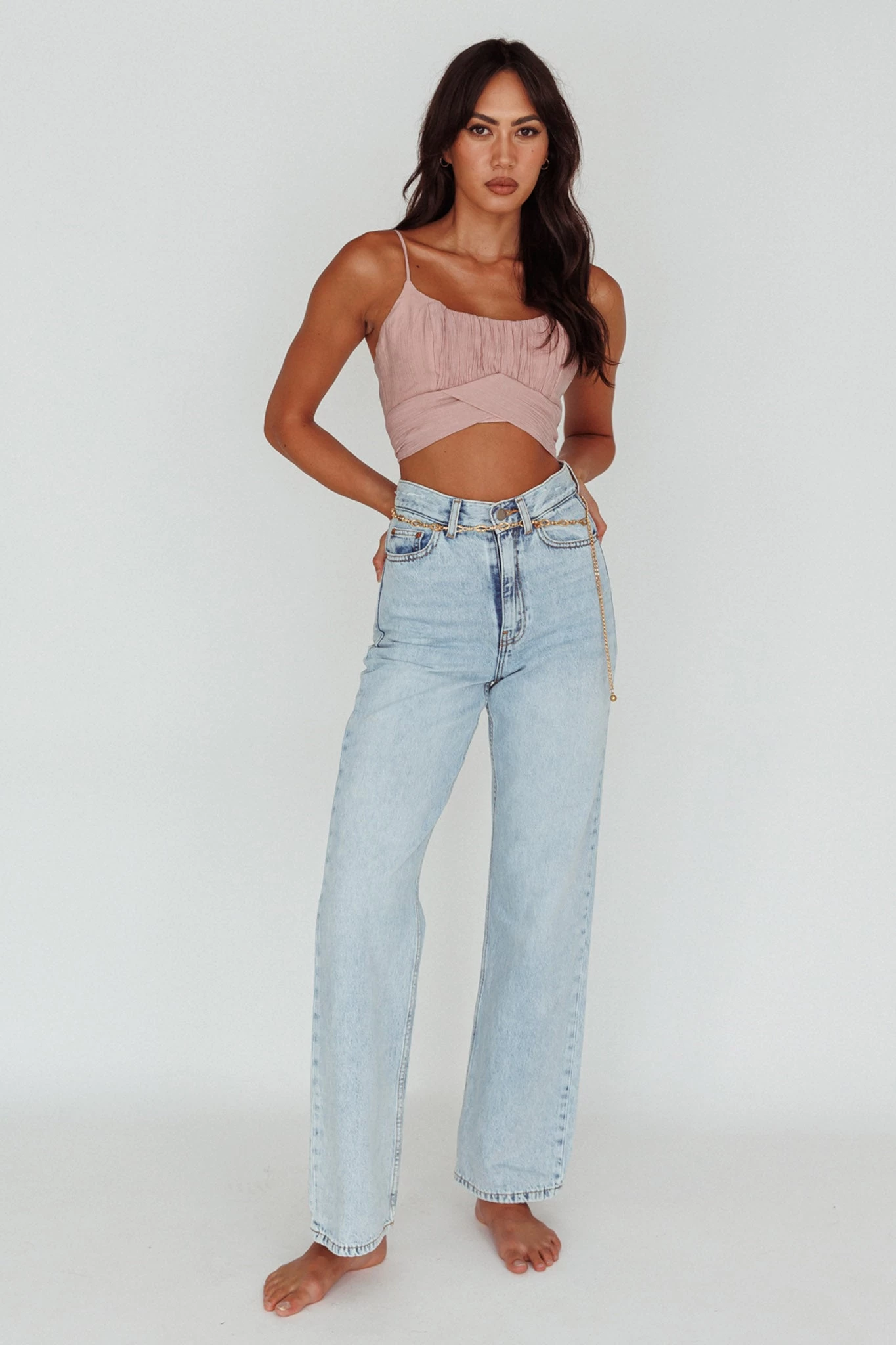 Linka Cami Strap Crop Top Blush 3 Linka Cami Strap Crop Top Blush - Image 3