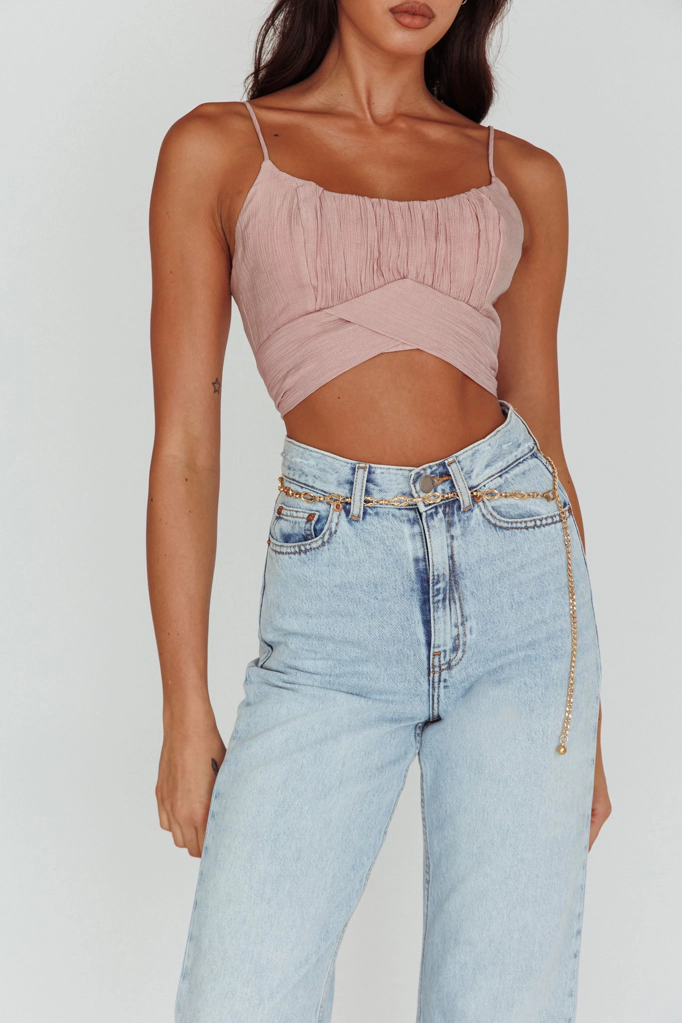 Linka Cami Strap Crop Top Blush 4 Linka Cami Strap Crop Top Blush - Image 4