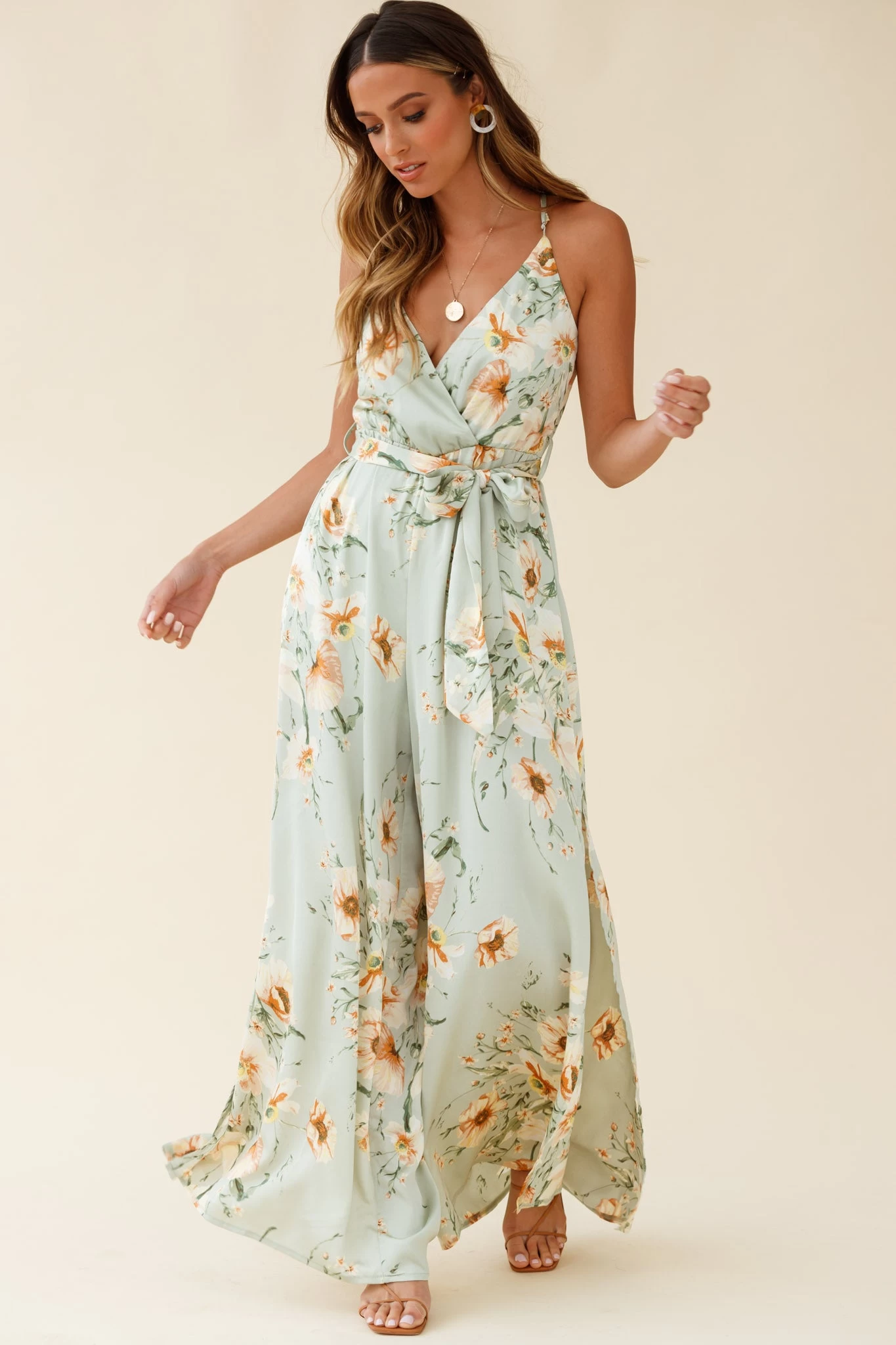 Miso Wide-Leg Cami Jumpsuit Poppy Print Pistachio 1 Miso Wide-Leg Cami Jumpsuit Poppy Print Pistachio