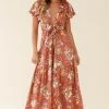 Kasey Tied Bust Wide Leg Floral Print Jumpsuit Rose