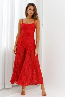 Palm Springs Lace Jumpsuit Red -Fashion women's clothing 62474D 20RED 5