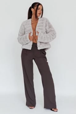 Montana Faux Fur Jacket Light Grey 8 Montana Faux Fur Jacket Light Grey -Fashion women's clothing 62512B01 20LIGHT 20GREY 2