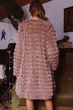 Montana Faux Fur Long Jacket Mocha -Fashion women's clothing 62512B03 20MOCHA 7