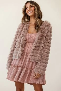 Montana Shaggy Faux Fur Jacket Camel -Fashion women's clothing 62512b camel 27268b blush leopard 190903sl0969