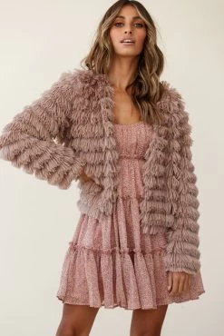 Montana Shaggy Faux Fur Jacket Camel -Fashion women's clothing 62512b camel 27268b blush leopard 190903sl0970