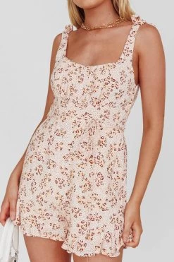 Let The Light In Ruched Bust Wide Strap Romper Orange Leopard -Fashion women's clothing 62634B07 20ORANGE 20LEOPARD 4