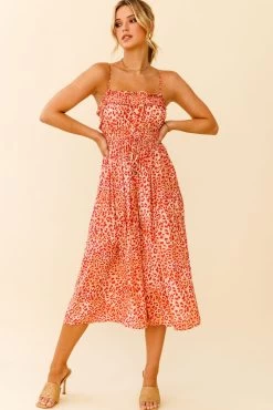 Weekend Escape Cami Strap Drawstring Jumpsuit Animal Print Orange -Fashion women's clothing 62876D04 ORANGE 6