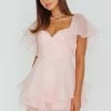 Aphrodite Angel Sleeve Layered Romper Pink