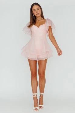 Aphrodite Angel Sleeve Layered Romper Pink 8 Aphrodite Angel Sleeve Layered Romper Pink -Fashion women's clothing 62969DS07 20PINK 2