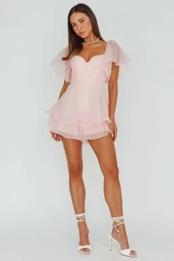 Aphrodite Angel Sleeve Layered Romper Pink 10 Aphrodite Angel Sleeve Layered Romper Pink -Fashion women's clothing 62969DS07 20PINK 5
