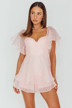 Aphrodite Angel Sleeve Layered Romper Pink 11 Aphrodite Angel Sleeve Layered Romper Pink -Fashion women's clothing 62969DS07 20PINK 6