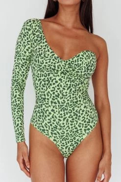 Fifi One Sleeve Bodysuit Leopard Apple -Fashion women's clothing 63286J 20APPLE 4