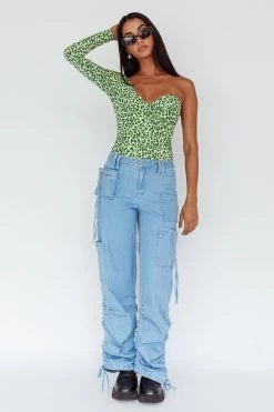 Fifi One Sleeve Bodysuit Leopard Apple -Fashion women's clothing 63286J 20APPLE 5