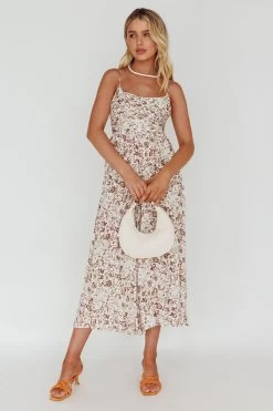 Corrie Gathered Bodice Jumpsuit Floral White -Fashion women's clothing 63308J01 20WHITE 2