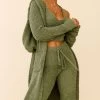 My Girl Fuzzy Knit Longline Pocket Cardigan Sage