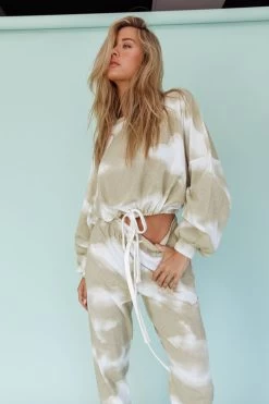 Low Key Drawstring Ribbed Pants Green -Fashion women's clothing 63323B B 20GREEN 5