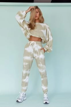 Low Key Drawstring Ribbed Pants Green -Fashion women's clothing 63323B B 20GREEN 6