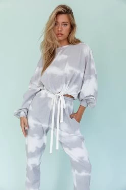 Low Key Drawstring Ribbed Pants Grey -Fashion women's clothing 63323B B 20GREY 5